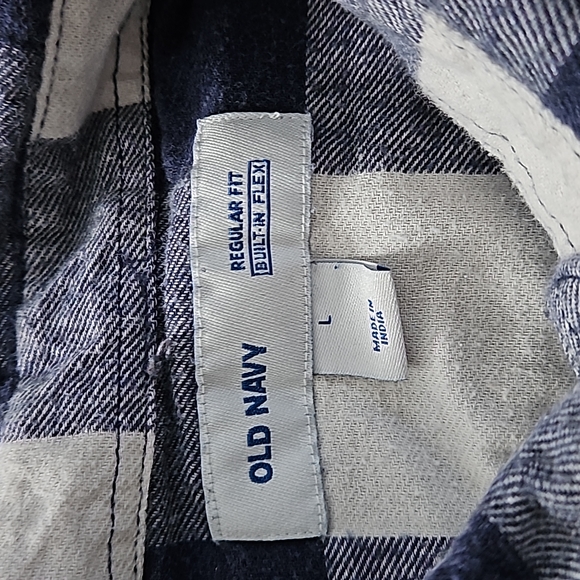 Old Navy Blue Flannel with Flex, Men's L - Picture 3 of 3
